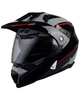 CASCO UFO ARIES TRAIL GRIS NEGRO ROJO